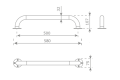 Steel Long Handle 580mm KBT GREEN - COMMERCIAL GRADE - 1 piece (Handle Length 500mm)