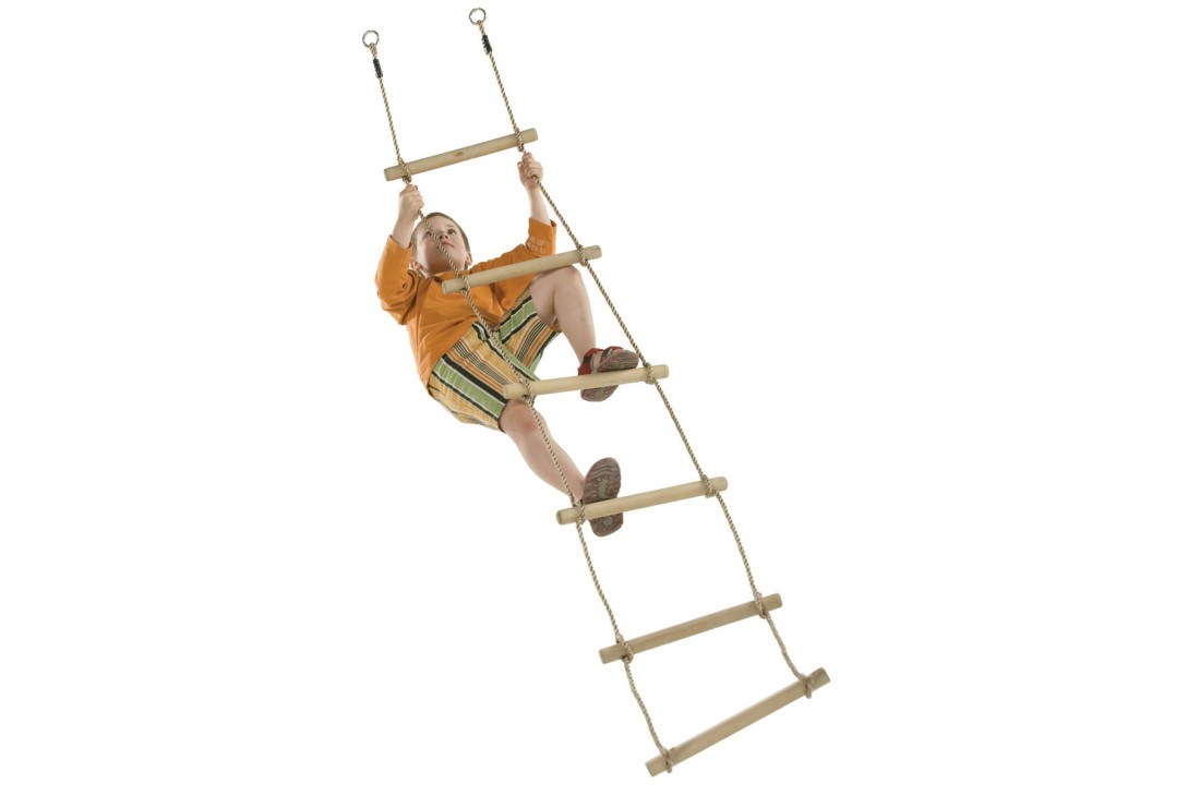 Large 6 Rung Hardwood Rope Ladder Swing Hangs Up To 2.5 Metres High c1a1c9 