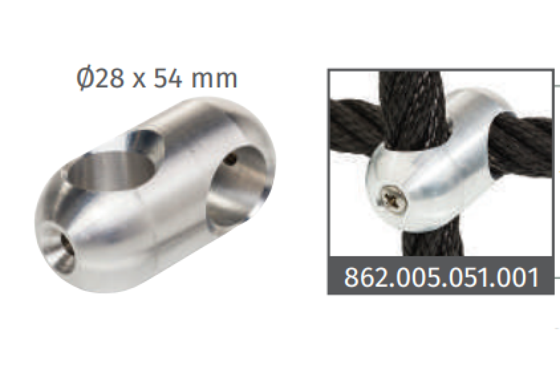 Aluminium cross connection for armed rope