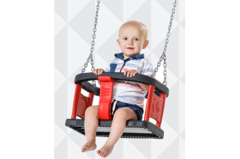  Rubber baby Swing seat  ‘curve’  With Chains KBT Swing Seat (Commercial- Aluminium Insert) Red/ Black