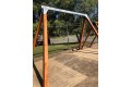 COMMERCIAL Double Swing Frame - Set KBT- In Ground Complete - Steel Top Beam & Cypress Legs 90 x 90 - commercial grade