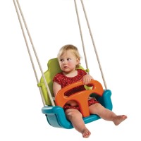 Baby Seat Growing Type Swing With Adjustable Ropes - GREEN/AQUA/ORANGE