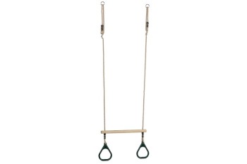 Trapeze Bar With Triangle Grips and Ropes GREEN