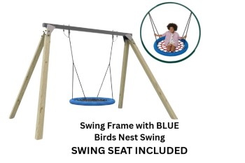 Commercial Grade Birds Nest Swing Frame Steel Top Beam With Timber Legs 90 x 90 +1.2m Birds Nest Swing