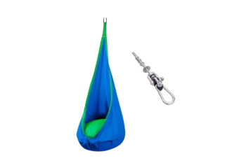 BLUE Cotton Sensory Pod Swing with rotational swing hook 