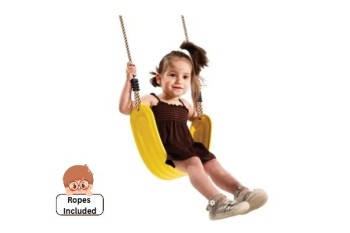 Strap Seat Moulded Ribbed Yellow - wraparound swing With Adjustable Ropes