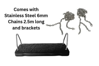 Extra LARGE Rubber safety swing seat 'curve xl' with Commercial Chains 2.5m stainless steel