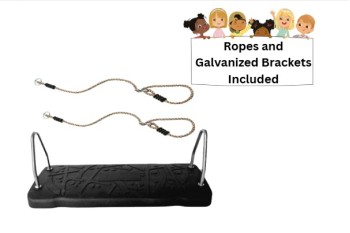 Medium Rubber safety swing seat 'curve' with GALVANIZED brackets & adjustable Ropes
