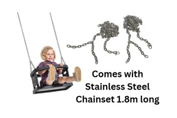  Rubber baby Swing seat  ‘Curve’  with  Stainless Steel Chainset 1.8m long  -  KBT Swing Seat (Commercial- Aluminum Insert)