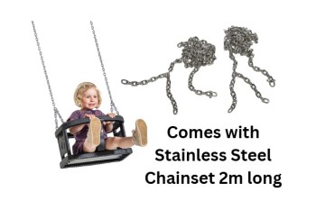  Rubber baby Swing seat  ‘Curve’  with  Stainless Steel Chainset 2m long  -  KBT Swing Seat (Commercial- Aluminum Insert)