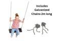 Extra Large rubber Swing Seat  ‘curve XL’  - With Galvanised Steel Chains 2m long -  KBT Swing Seat (Commercial grade - Aluminium Insert)