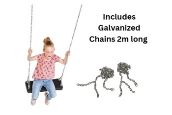 Extra Large rubber Swing Seat  ‘curve XL’  - With Galvanised Steel Chains 2m long -  KBT Swing Seat (Commercial grade - Aluminium Insert)