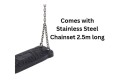  Rubber Swing Seat Medium  ‘Curve’  With Stainless Steel Chains 2.5m   (Commercial grade - Aluminum Insert)