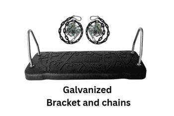 Medium Rubber Safety swing seat 'curve' with GALVANIZED brackets & Heavy Duty Plastic Coated Chains