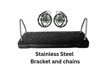 Medium Rubber Safety swing seat 'curve' with STAINLESS brackets & Heavy Duty Plastic Coated Chains