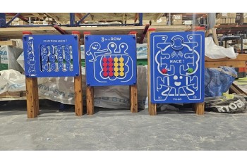 1.2m Sensory Panel Timber Frame Set  "Race, Matching Pairs, Three in a Row"  Play Panel HDPE