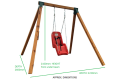Single Swing Frame - Swing Set - Free Standing Swing Frame - Oblique Corners GREEN - RESIDENTIAL USE 
